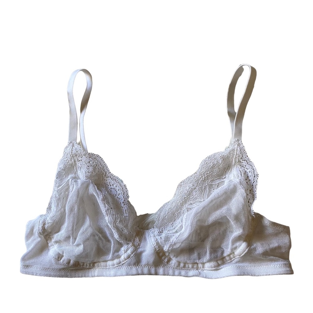 Hanro Of Switzerland Cotton Lace Soft Cup Bra Size 6/8 Small